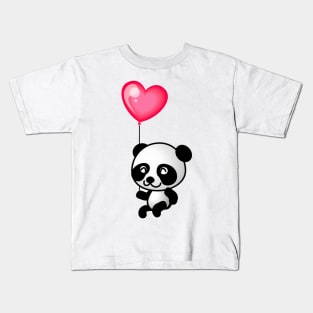 Cute Panda & Heart Balloon Kids T-Shirt